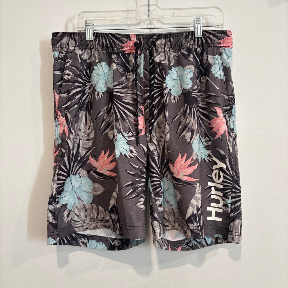 Hurley Mens Board Shorts Large Floral Tropical Hibiscus Surf Beach Swim 21854